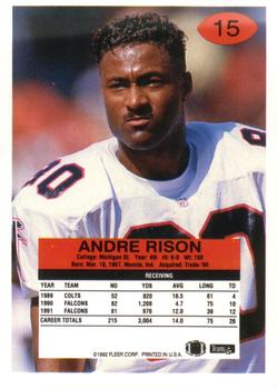 1992 Fleer #15 Andre Rison Back
