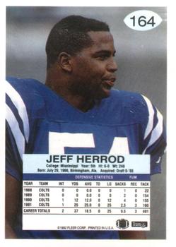 1992 Fleer #164 Jeff Herrod Back