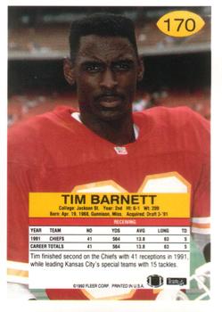 1992 Fleer #170 Tim Barnett Back