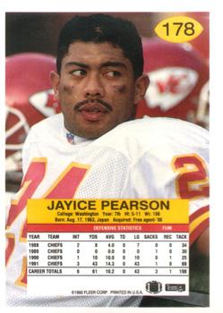 1992 Fleer #178 Jayice Pearson Back