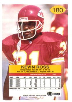 1992 Fleer #180 Kevin Ross Back