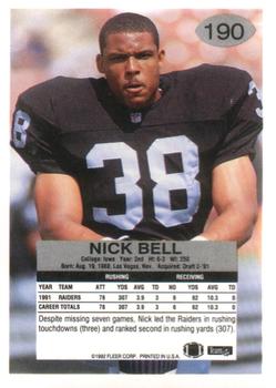 1992 Fleer #190 Nick Bell Back