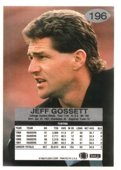 1992 Fleer #196 Jeff Gossett Back