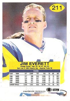 1992 Fleer #211 Jim Everett Back