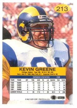 1992 Fleer #213 Kevin Greene Back