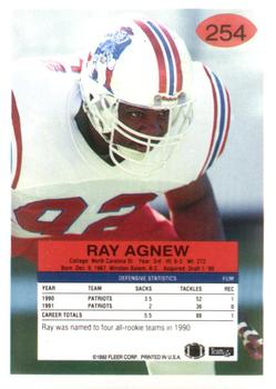 1992 Fleer #254 Ray Agnew Back