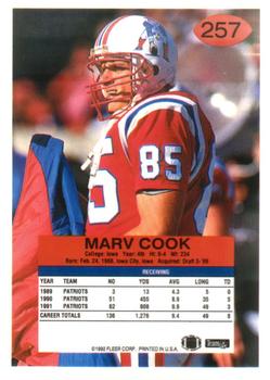 1992 Fleer #257 Marv Cook Back