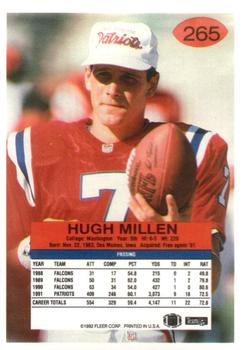 1992 Fleer #265 Hugh Millen Back