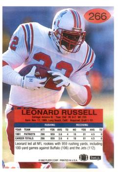 1992 Fleer #266 Leonard Russell Back