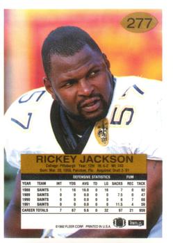 1992 Fleer #277 Rickey Jackson Back