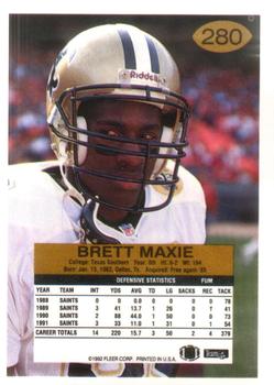 1992 Fleer #280 Brett Maxie Back