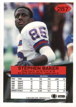 1992 Fleer #287 Stephen Baker Back