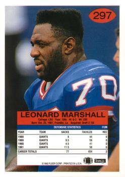 1992 Fleer #297 Leonard Marshall Back
