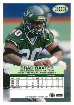1992 Fleer #303 Brad Baxter Back