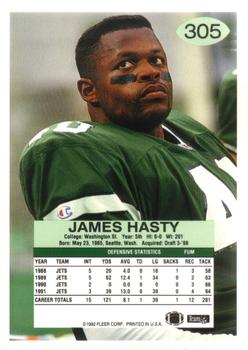 1992 Fleer #305 James Hasty Back