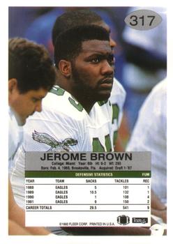 1992 Fleer #317 Jerome Brown Back