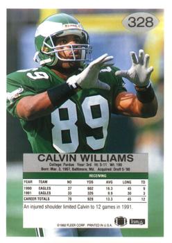 1992 Fleer #328 Calvin Williams Back