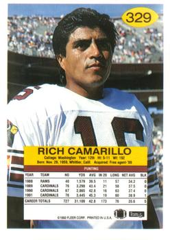 1992 Fleer #329 Rich Camarillo Back