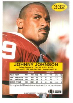 1992 Fleer #332 Johnny Johnson Back