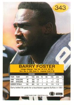 1992 Fleer #343 Barry Foster Back