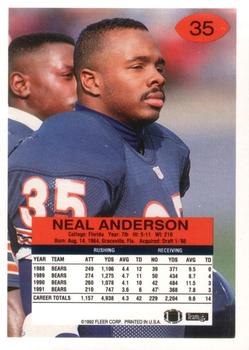 1992 Fleer #35 Neal Anderson Back