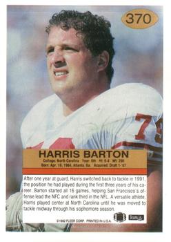 1992 Fleer #370 Harris Barton Back