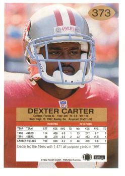 1992 Fleer #373 Dexter Carter Back