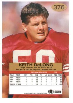 1992 Fleer #376 Keith DeLong Back
