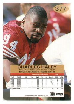 1992 Fleer #377 Charles Haley Back