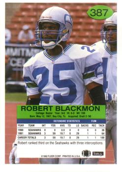 1992 Fleer #387 Robert Blackmon Back