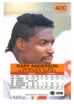 1992 Fleer #400 Gary Anderson Back