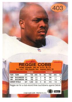 1992 Fleer #403 Reggie Cobb Back