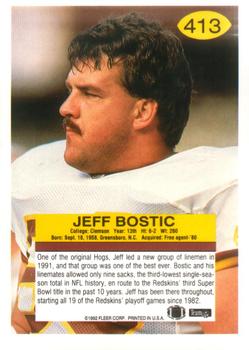 1992 Fleer #413 Jeff Bostic Back