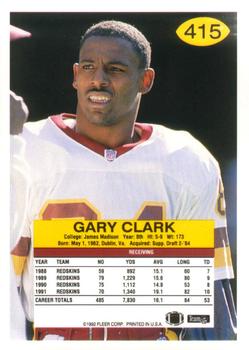 1992 Fleer #415 Gary Clark Back