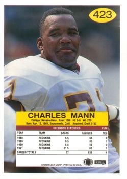 1992 Fleer #423 Charles Mann Back