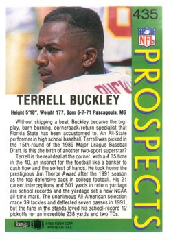 1992 Fleer #435 Terrell Buckley Back