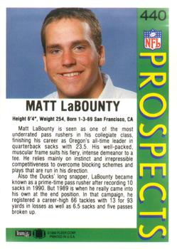 1992 Fleer #440 Matt LaBounty Back