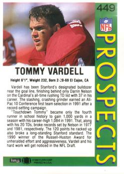 1992 Fleer #449 Tommy Vardell Back