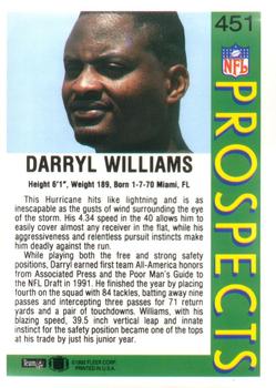 1992 Fleer #451 Darryl Williams Back
