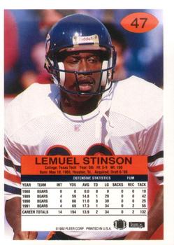 1992 Fleer #47 Lemuel Stinson Back