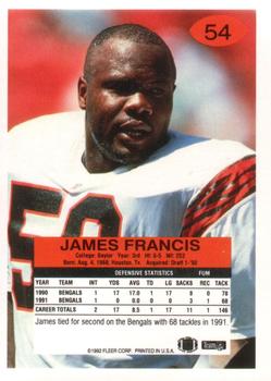 1992 Fleer #54 James Francis Back