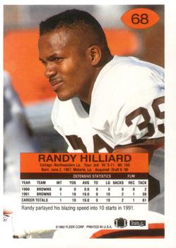 1992 Fleer #68 Randy Hilliard Back
