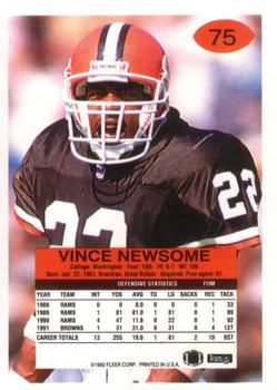 1992 Fleer #75 Vince Newsome Back