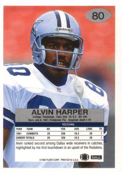1992 Fleer #80 Alvin Harper Back