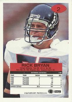 1992 Fleer #2 Rick Bryan Back