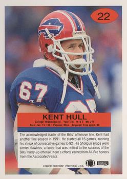 1992 Fleer #22 Kent Hull Back