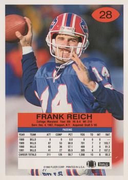 1992 Fleer #28 Frank Reich Back