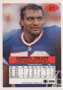 1992 Fleer #31 Darryl Talley Back