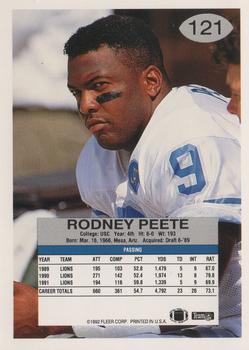 1992 Fleer #121 Rodney Peete Back