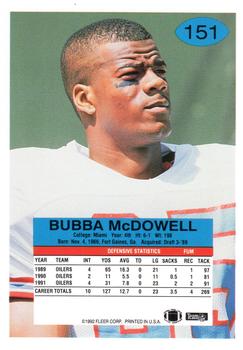 1992 Fleer #151 Bubba McDowell Back